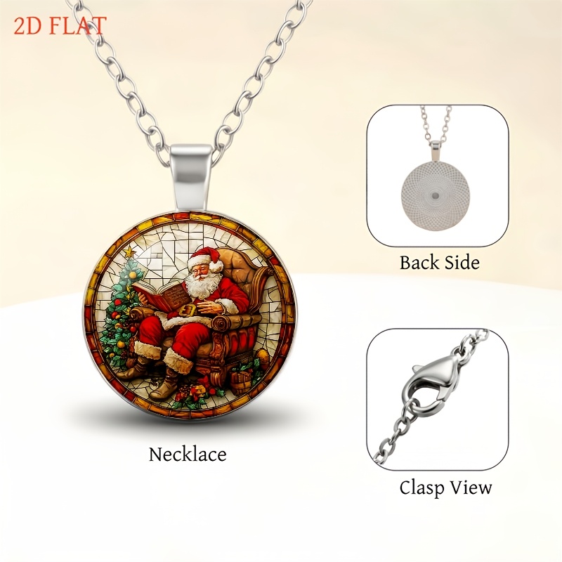 5pc Christmas Santa Reading Jewelry Set for Women